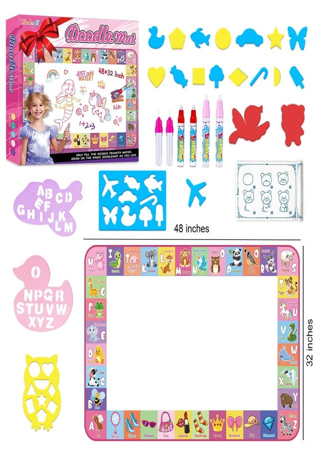 Wedopro Toddlers Toys Water Doodle Mat: 48 X 32 Inch Large Mess Free Coloring & Drawing Mat - Instant Drying - Kids Educational Toys for Girls Age 3-5 Home Activities - Birthday/Christmas Gifts for Girls Boys - Image 2